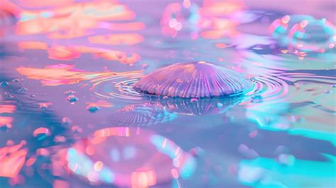 Shell floating on abstract water with neon colors | Premium AI ...