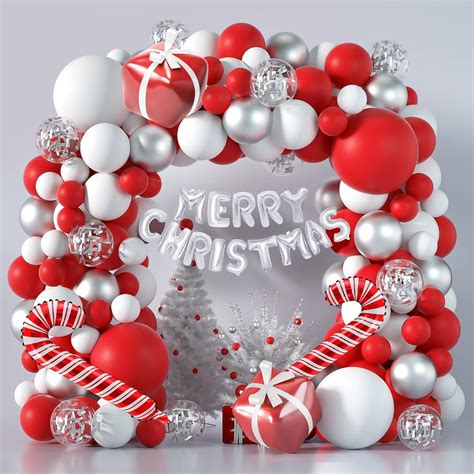 Buy Christmas Balloon Arch Kit Christmas Red and White Balloon Garland ...