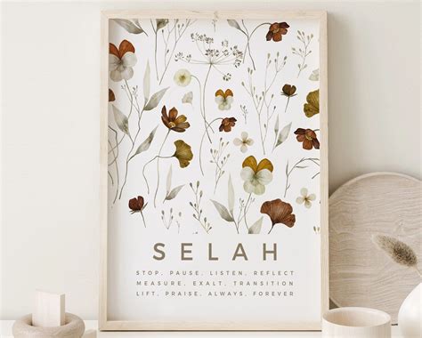 SELAH Wall Art, Selah HEBREW Definition BIBLE Verse Wall Decor, Autumn ...