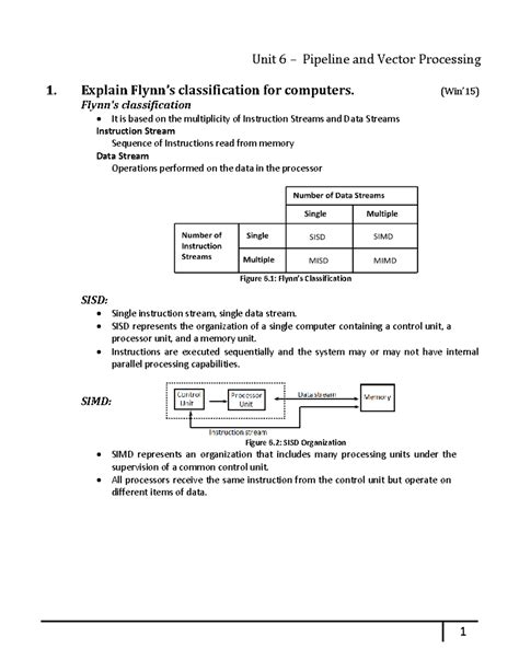 Pipeline and Vector Processing - 1. Explain Flynn’s classification for ...
