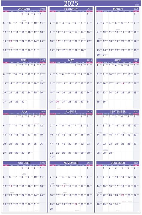 Amazon.com: 2025 Yearly Wall Calendar - Large Yearly Calendar 2025, Jan ...