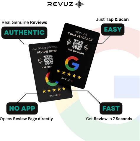 REVUZ Google Review Card: NFC & QR, Instant Link, Tap or Scan for ...