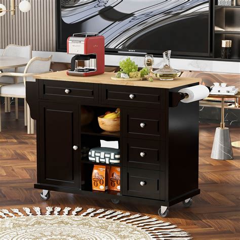 EUROCO 52.8" Kitchen islands Cart with Storage on Wheels,Kitchen Cart ...