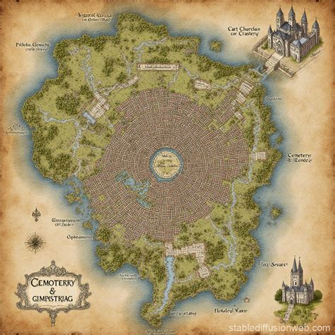 DND City Map with Diverse Districts | Stable Diffusion Online