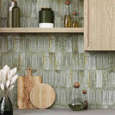 Luna Arc Celadon 2.5x8 Ceramic Subway Tile | Green kitchen backsplash ...