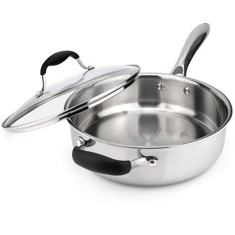 AVACRAFT 18/10 Tri-Ply Stainless Steel Saute Pan with Lid, Stay Cool ...
