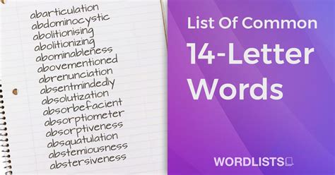 100 Most Common 14-Letter Words