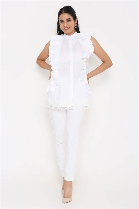 White Ruffle Shirt – Neha Mehra