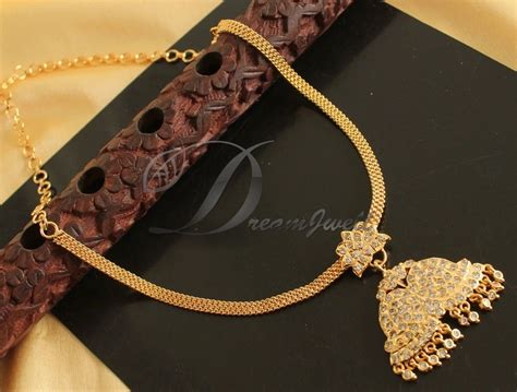 DREAMJWELL - Beautiful Gold Tone White Double Mango Pendant South Indi ...