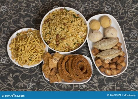 Diwali Indian Food Snacks and Sweets Stock Photo - Image of culture ...