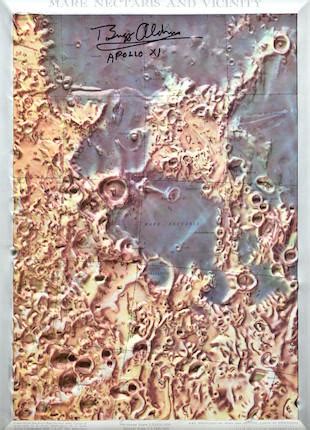 Bonhams : LUNAR RELIEF MAP—SIGNED BY ALDRIN. "Mare nectaris and ...