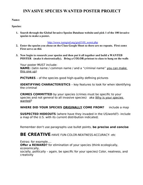 Invasive Species Wanted poster 2024 - INVASIVE SPECIES WANTED POSTER ...