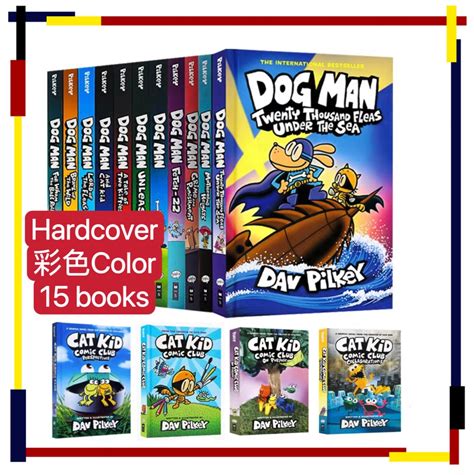 15 books dog man cat kid comic club dav pilkey Age 6+, 興趣及遊戲, 書本 & 文具 ...