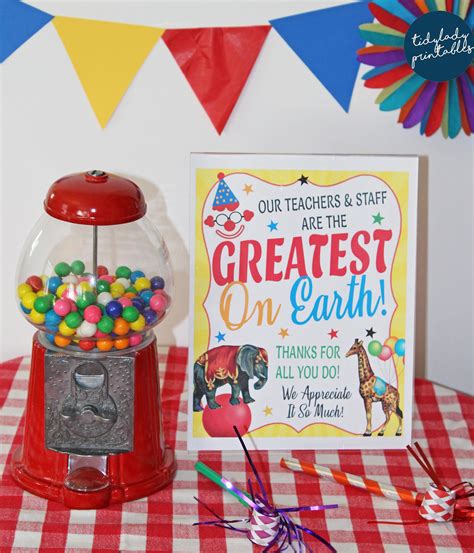 Carnival Circus Themed Teacher Appreciation Week Printable Party Set ...