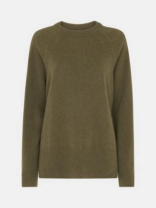 Whistles Ultimate Cashmere Crew Neck Jumper, Khaki