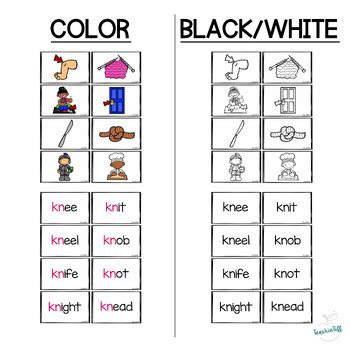 Beginning Consonant Digraphs Matching Game - KN Words by TeachinTiff