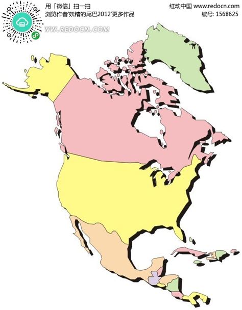 北美洲矢量地图板块EPS素材免费下载_红动网