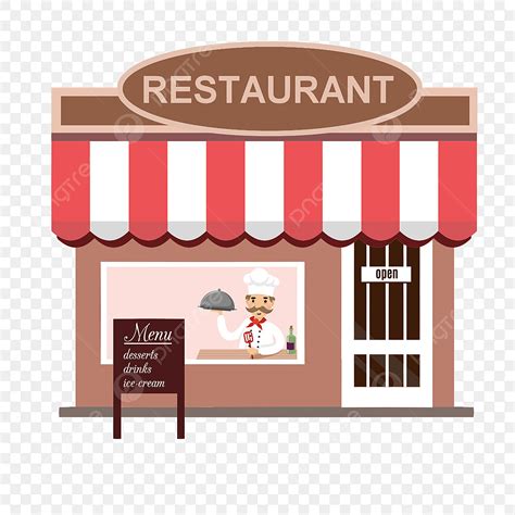 Cartoon Restaurant Clipart PNG Images, Flat Cartoon Street Shop ...