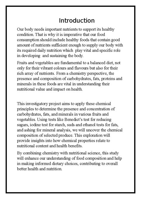 Chemistry investigatory project - Introduction Our body needs important ...