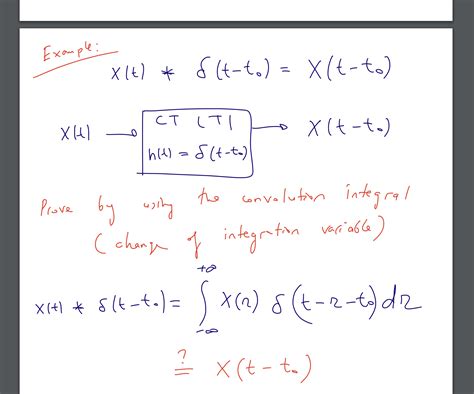 Solved Example: x(t)∗δ(t−t0)=x(t−t0) | Chegg.com