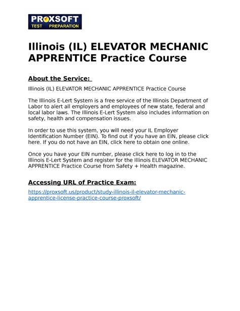 Illinois (IL) ELEVATOR MECHANIC APPRENTICE Practice Course - The Illinois E-Lert System also ...