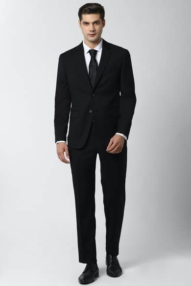 Buy Men Black Solid Formal Two Piece Suit Online - 589979 | Peter England