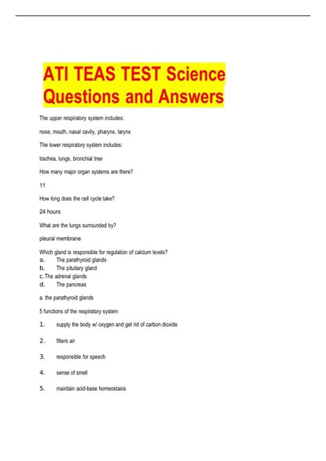 ATI TEAS TEST Science Questions and Answers 2023 - ATI Teas - Stuvia US