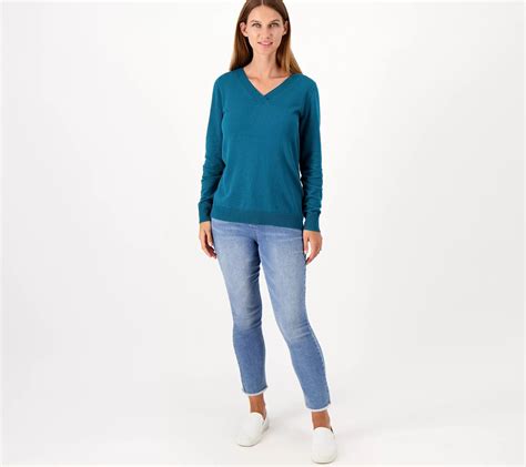 Denim & Co. Crossover V-Neck Long Sleeve Pullover Sweater - QVC.com