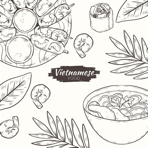 Hand drawn vietnamese food illustration | Free Vector