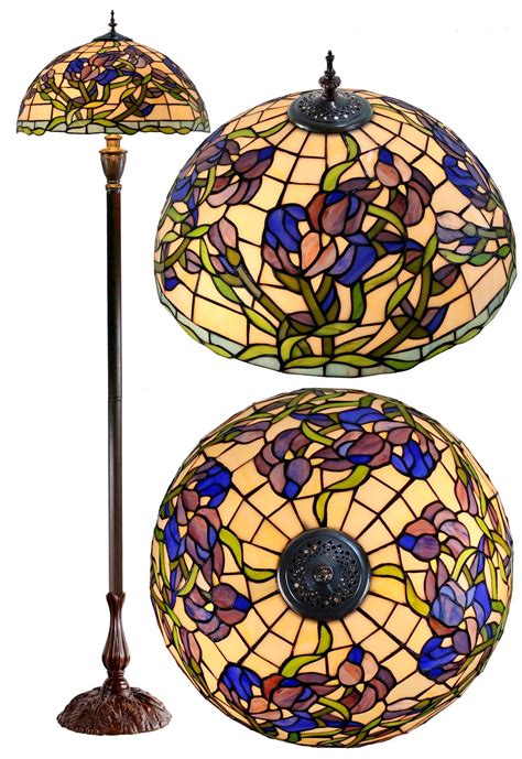 18" Classical Blue Iris Wisteria Stained Glass Tiffany Floor Lamp ...