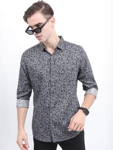 HIGHLANDER Men Printed Casual Grey Shirt - Buy HIGHLANDER Men Printed ...