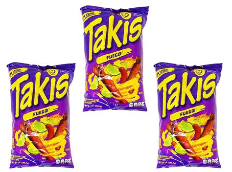 Takis Fuego Hot Chili Pepper & Lime Flavored Corn Snacks 9.9 oz (Pack ...