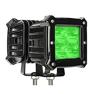 Green Led Pods Light Bar - 3.4 Inch 40W Square Work Driving Hunting ...