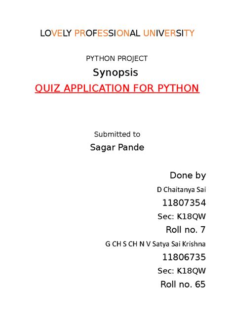 INT213 Synopsis - Lecture notes 3 - LOVELY PROFESSIONAL UNIVERSITY ...