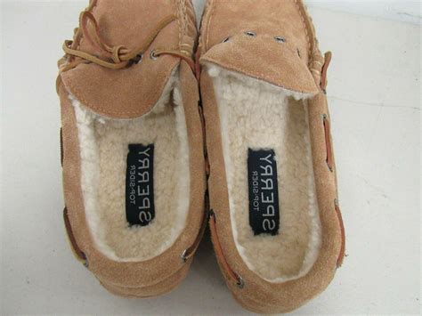 Sperry Men's Shearling Slippers Leather Light Brown Casual