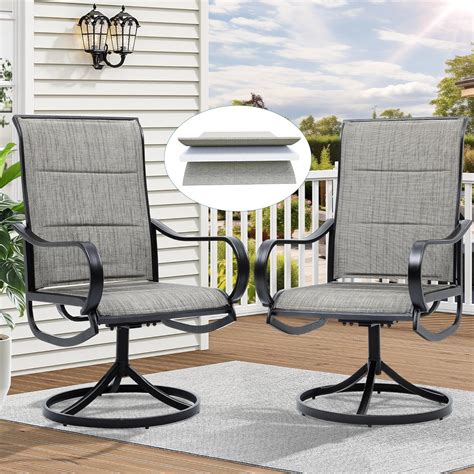 Amazon.com: YITAHOME Padded Swivel Patio Chairs Set of 2, Textile ...