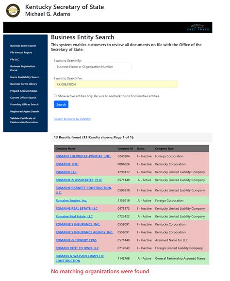 Kentucky Business Entity Lookup | Check Status & Name Fast