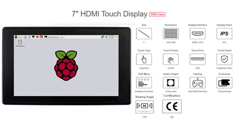 Waveshare 7" Capacitive Touchscreen LCD (H) With Case 1024x600 – REES52