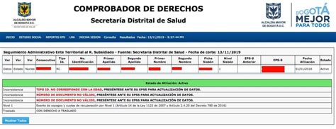 Comprobador de derechos: Consulta afiliación EPS en Bogotá