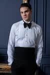 Buy Black Polyester, Cotton Japanese Peak Notch Double Breasted Tuxedo ...