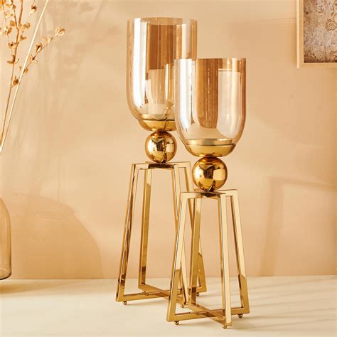 Buy Splendid Dastkari Glass Large Hurricane with Steel Stand from Home ...