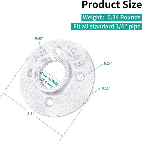 3/4" Heavy Duty Galvanized Floor Flange Wall Flange Pipe Threaded ...