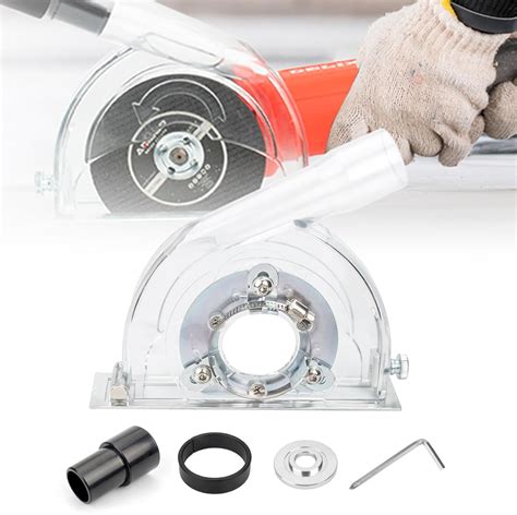 NUHFUFA 4-1/2" to 5" Angle Grinder Dust Shroud, Clear Dust Extraction ...