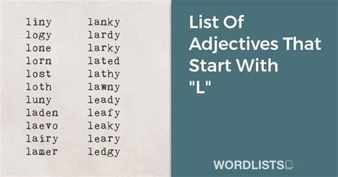 List Of Adjectives That Start With "L"