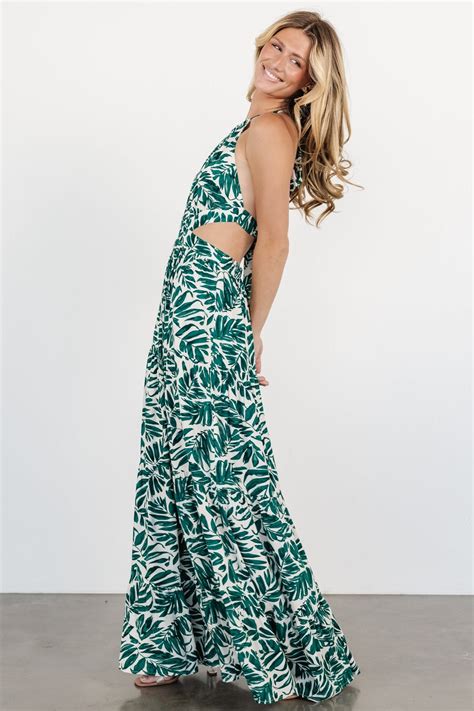 Brett Halter Maxi Dress | Palm Green Print – Baltic Born