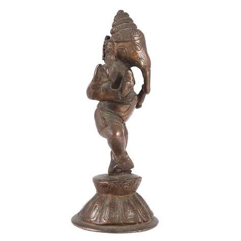 Brass Dancing Lord Ganesha In Antique Finish