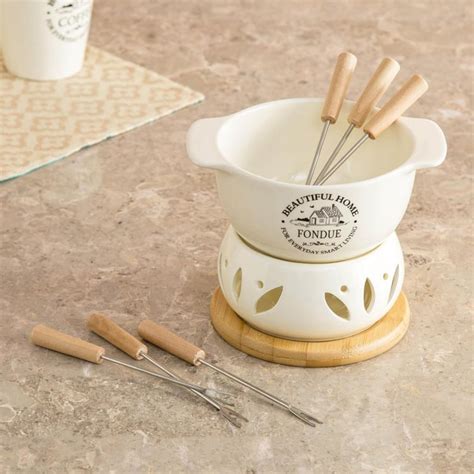 Buy Beautiful Home Ceramic Fondue Set with 6 Forks from Home Centre at ...