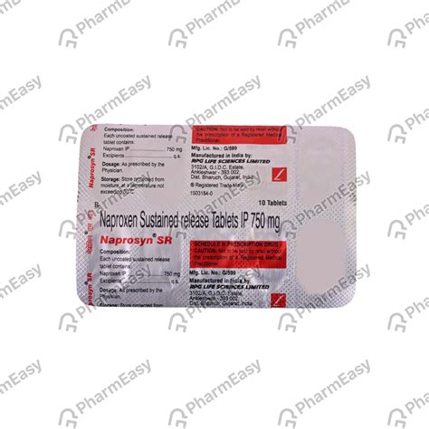 Naprosyn Sr 750 MG Tablet (10): Uses, Side Effects, Price & Dosage ...