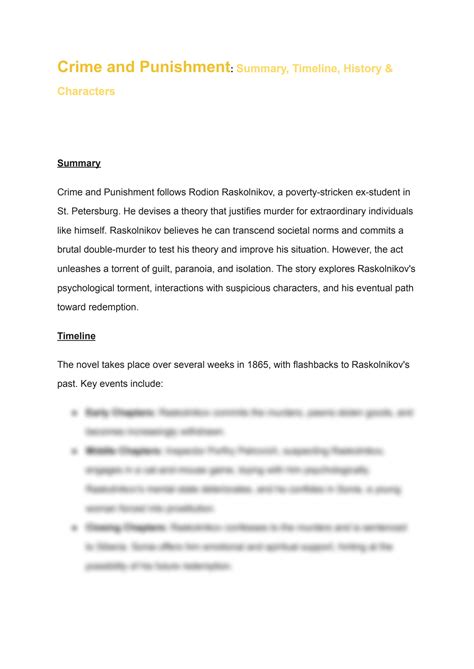 SOLUTION: Crime and punishment summary timeline history characters ...