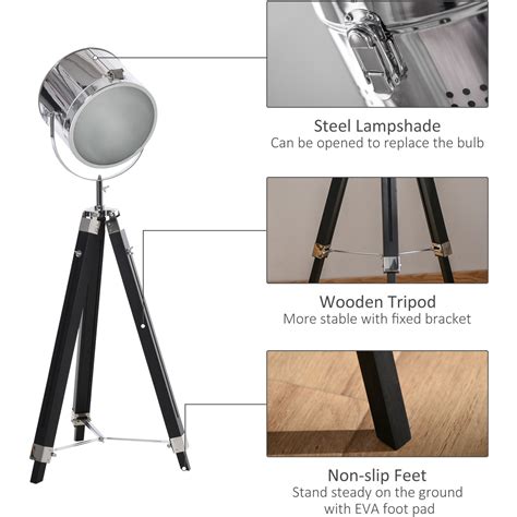 Industrial Tripod Floor Lamp Steel